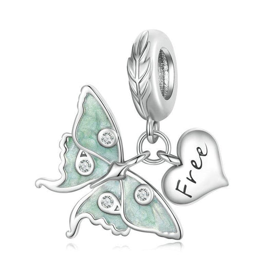 925 Sterling Silver Natural Butterfly Pendant For Diy Bracelet Style - Butterfly