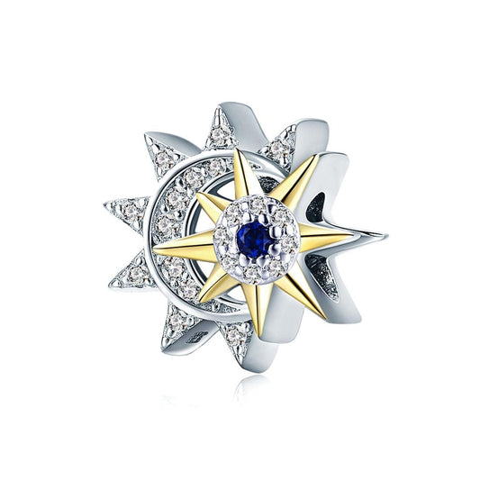 925 Sterling Silver Sun & Moon Beads For Diy Bracelets