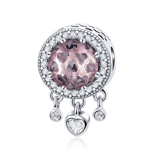 925 Sterling Silver Brilliant Heart Beads For Diy Bracelets & Necklaces