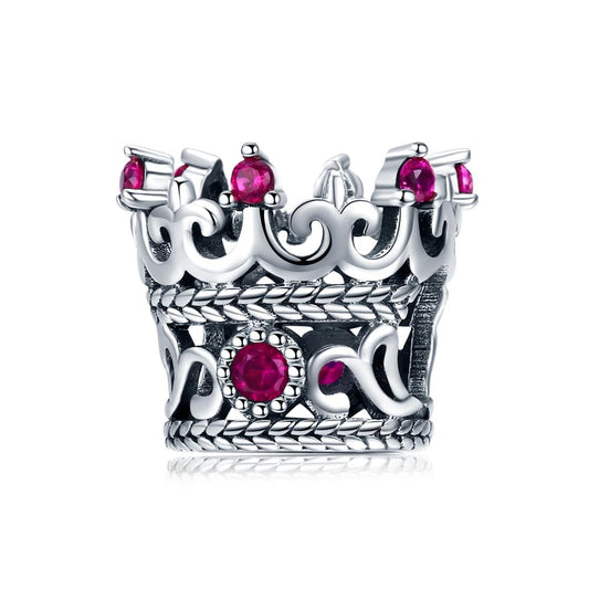 925 Sterling Silver Red Crown Beads For Diy Bracelets
