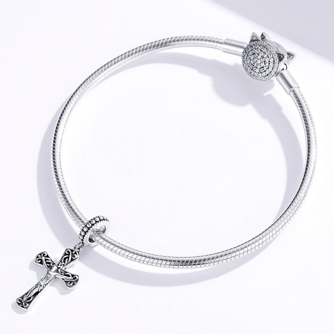 925 Sterling Silver Cross Pendant For Diy Bracelets