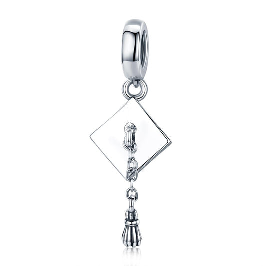925 Sterling Silver Diy Bracelet Charm University Hat Beads