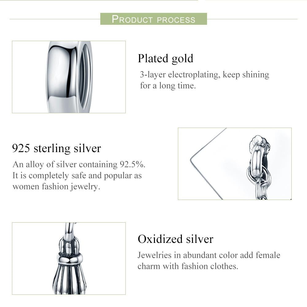 925 Sterling Silver Diy Bracelet Charm University Hat Beads