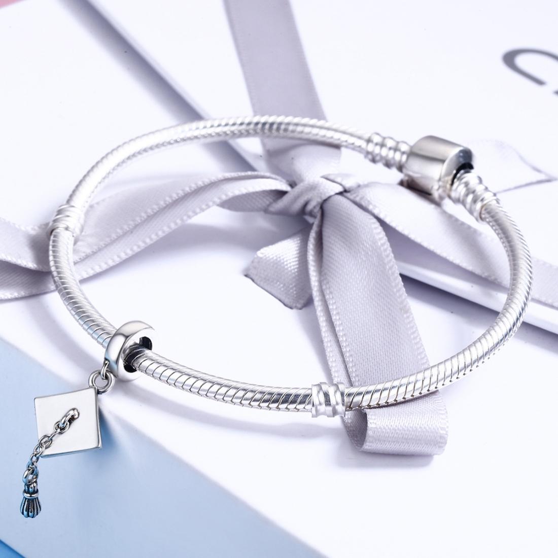 925 Sterling Silver Diy Bracelet Charm University Hat Beads