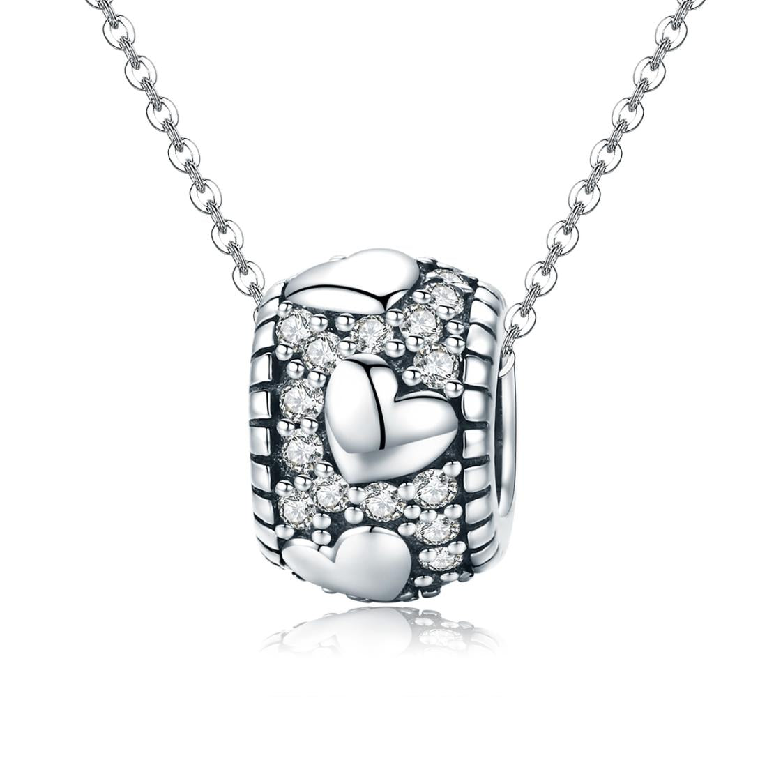 925 Sterling Silver Shiny Heart Beads For Diy Bracelets & Necklaces