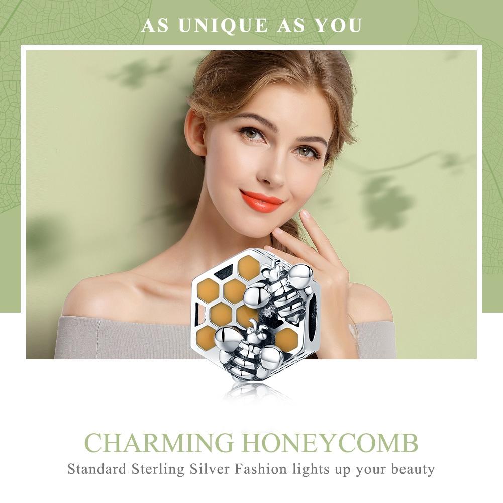 925 Sterling Silver Personalized Bee Hive Bracelet Charm