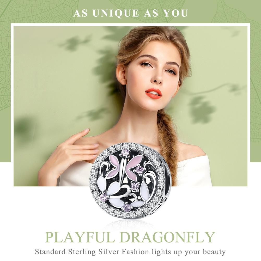 925 Sterling Silver Dragonfly Bead Pendant For Diy Bracelets & Necklaces