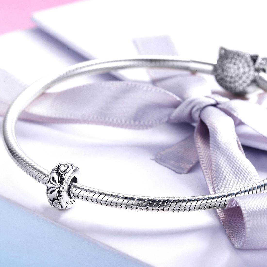 925 Sterling Silver Flower Beads Bracelet Hollow Pattern