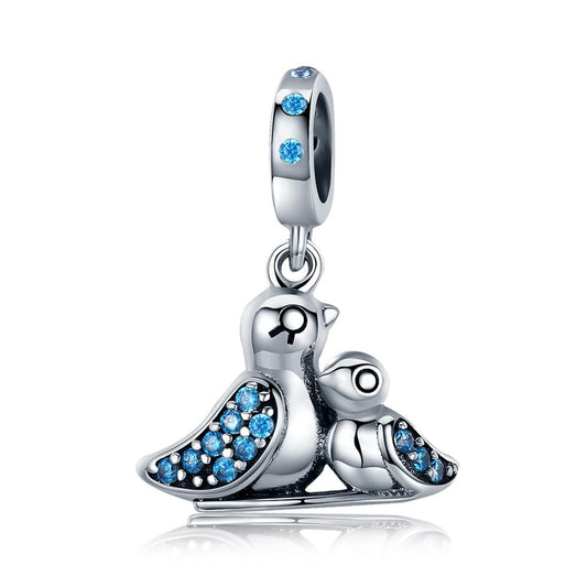 925 Sterling Silver Blue Gem Bird Bracelet Inlay