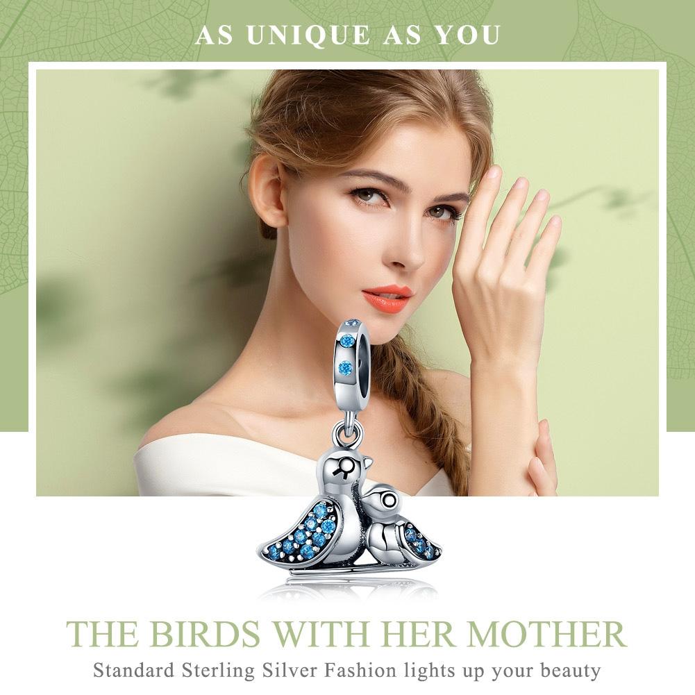 925 Sterling Silver Blue Gem Bird Bracelet Inlay