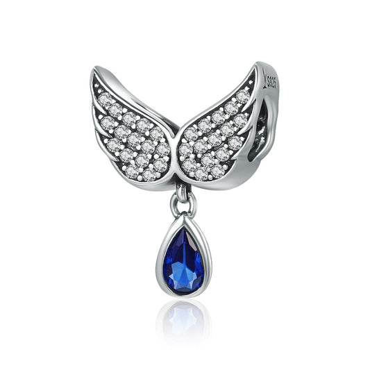 925 Sterling Silver Blue Wing Drop Beads For Diy Bracelets