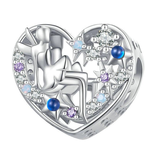 925 Sterling Silver Diy Elf Heart Bead Bracelet & Necklace Set