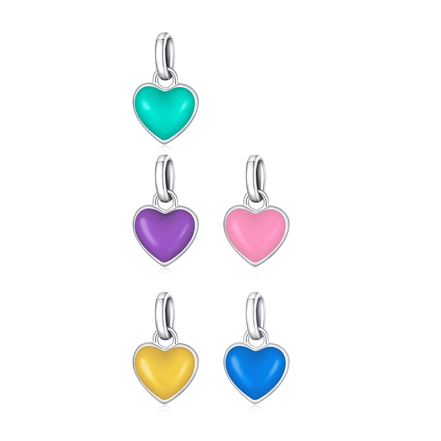 925 Sterling Silver Heart Pendant For Diy Bracelets & Necklaces - Green