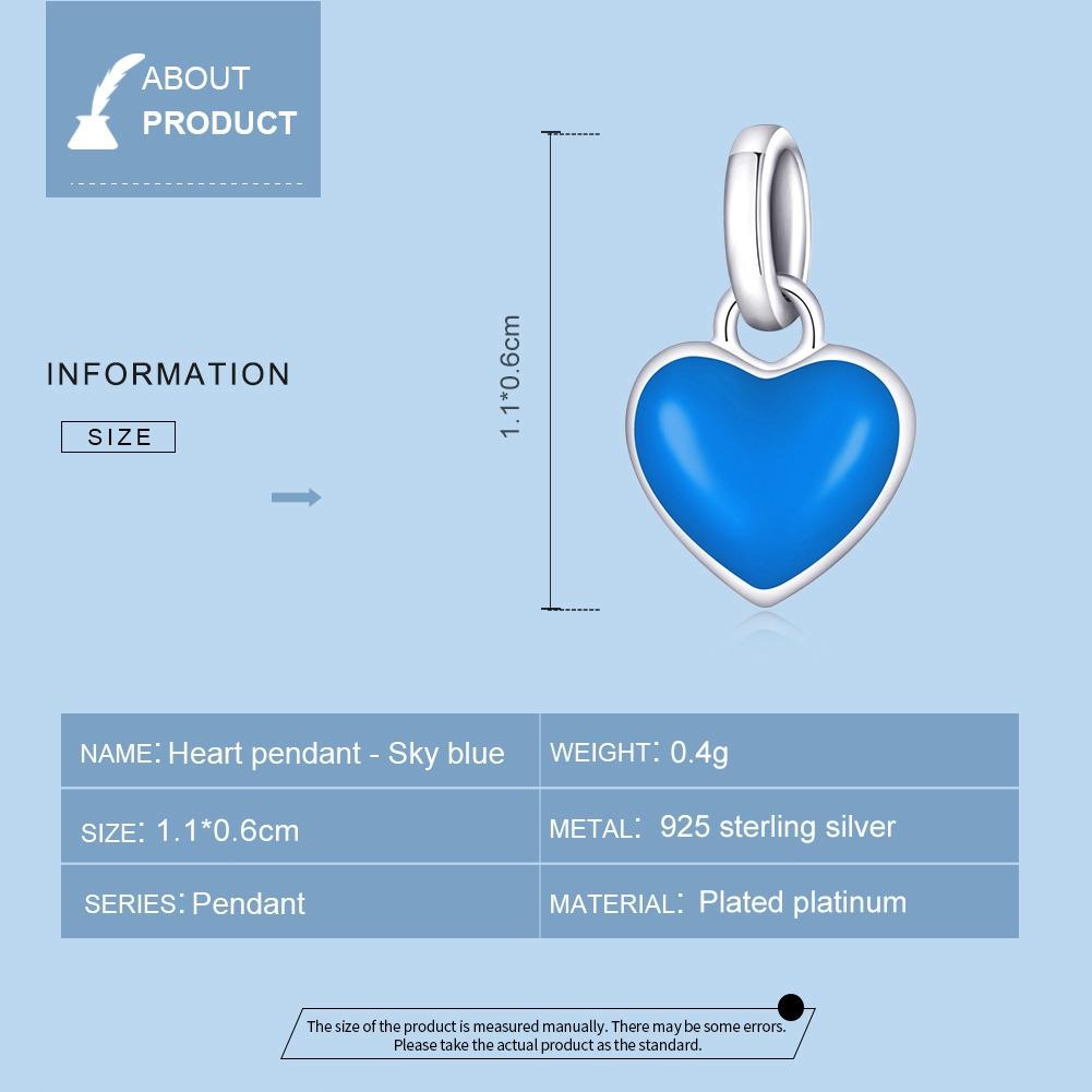 925 Sterling Silver Heart Pendant For Diy Bracelets & Necklaces - Purple